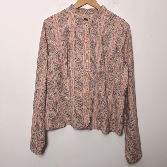 Lauren Ralph Lauren Linen Paisley Stripe Button Up English Jacket Ruffle Butt 16 - Picture 1 of 13